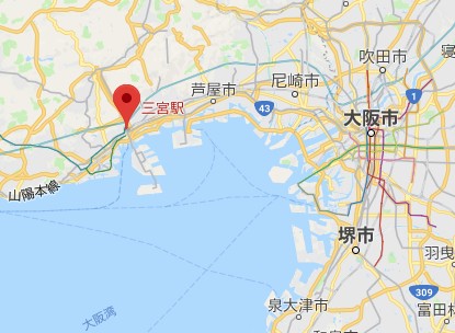 兵庫県にある自毛植毛クリニックの場所（地図）