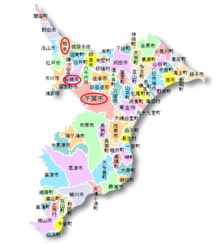 千葉県にある自毛植毛クリニックの場所（地図）